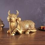 Pure Brass Superfine Nandi with Shiv Ling Carving | 14" Width | Sacred Hindu Art | Traditional Collection | Divine Presence | Jaipurio